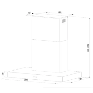 120cm Outdoor Box Canopy Rangehood - Image 2