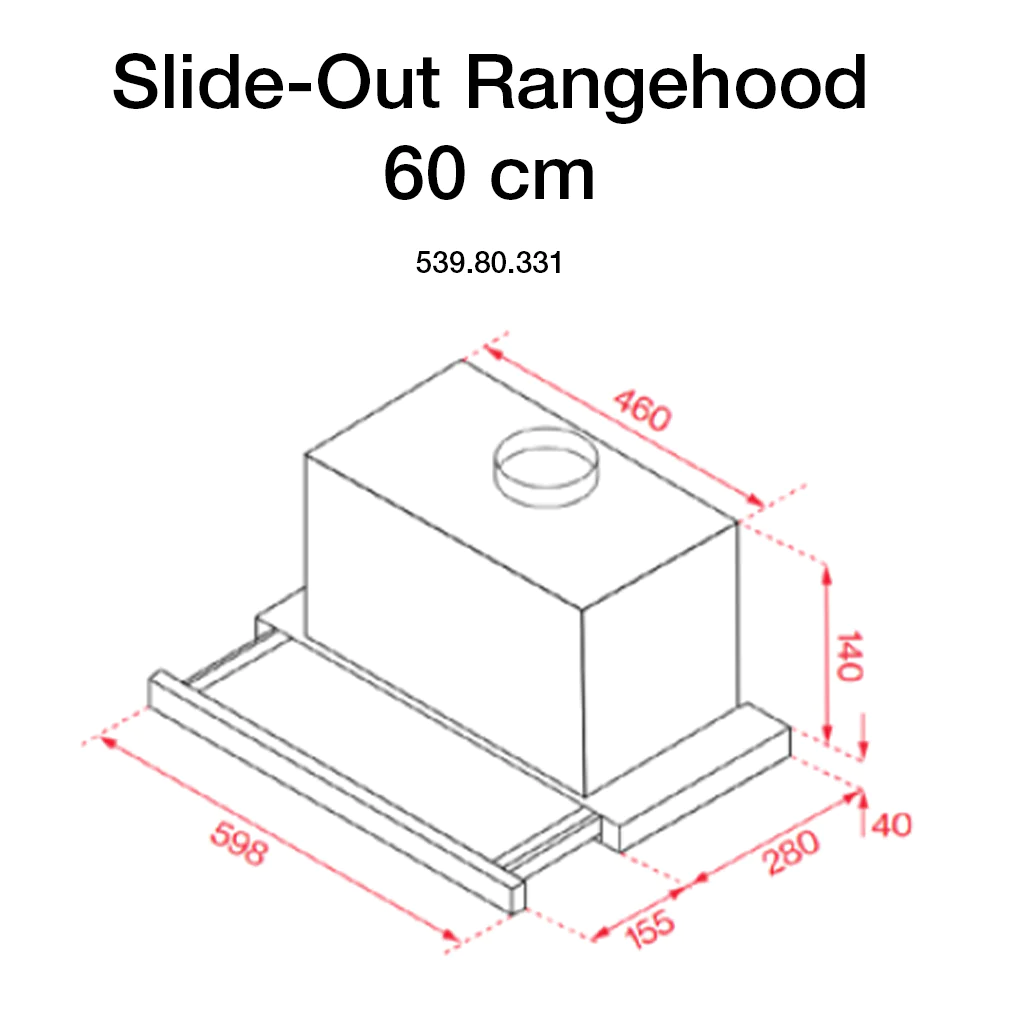 Hafele Rangehood Slide out, 60cm or 90cm