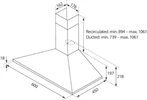 60cm or 90cm Hafele Rangehood Tapered Canopy - Image 2