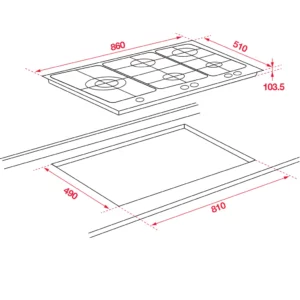 Hafele 90cm Gas Cooktop with Wok Burner - Image 2