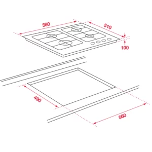 Hafele 60cm Gas Cooktop with Wok Burner - Image 2