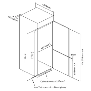 Refrigeration Integrated Fridge/Freezer, 248L - Image 2
