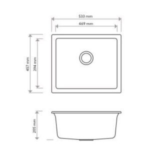 Salsa Single Bowl Sink, Universal, Black - Image 2