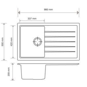 Vivaldi D100 Single Bowl Sink With Drainer, Universal - Image 2