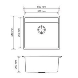 Waltz 560FE Single Bowl Sink, Universal, Black - Image 2