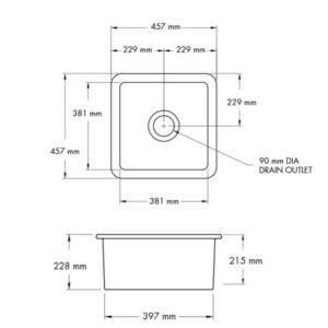 Cuisine 46 Single Bowl Sink, White - Image 3
