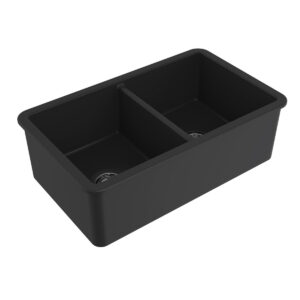 Cuisine 81 Double Bowl Sink, Fine Fireclay, Matt Black - Image 2