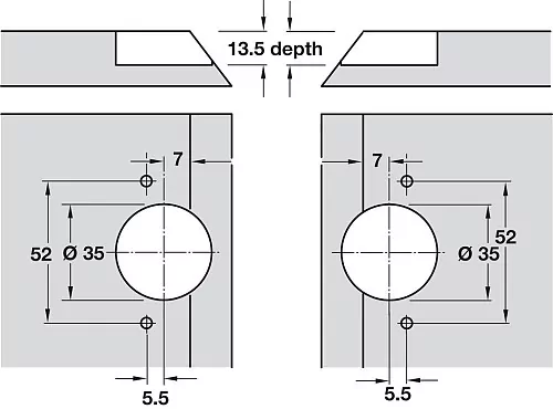 Mitred Hinge, GS 45, Opening Angle 135°